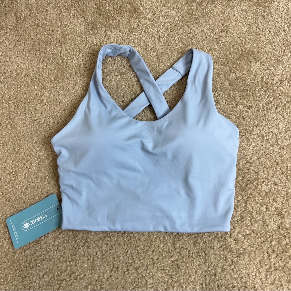 Sports bra for women criss cross back padded workout tank top medium support